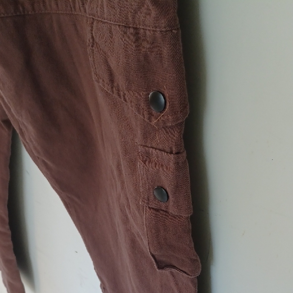 Boohooman Relaxed Fit Twill Chocolate Brown Cargo Pants, M - Picture 4 of 7